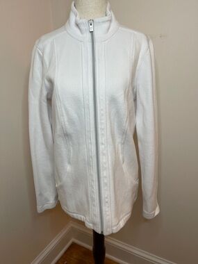 Tommy Bahama Full Zip Jacket White Stretch Cotton Sz S EUC